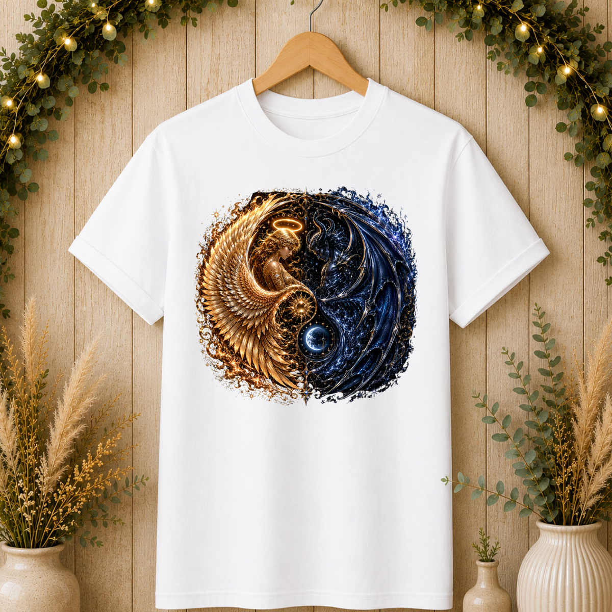 Yin Yang Dragon Angel T-Shirt
