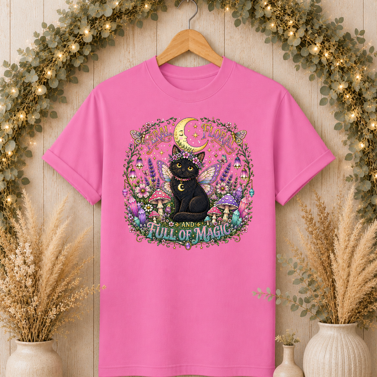 Witchy Cat Floral T-Shirt