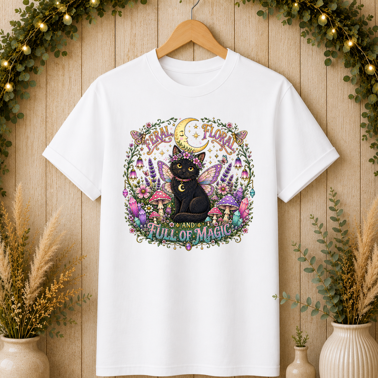 Witchy Cat Floral T-Shirt