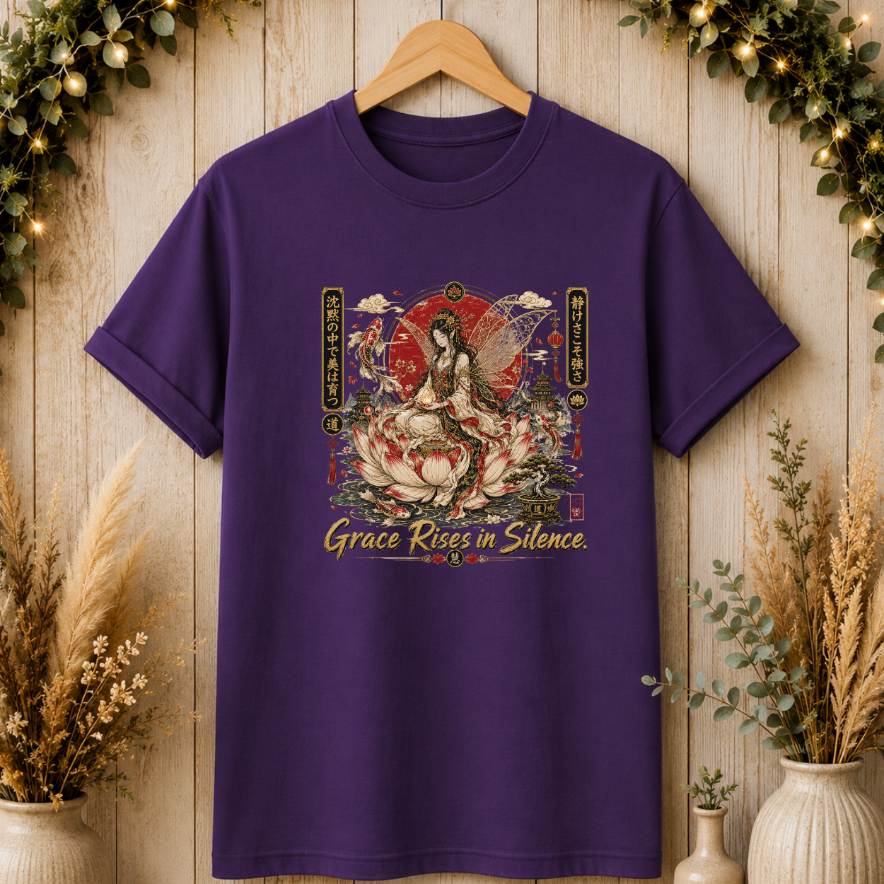 Buddha Serenity T-Shirt — 'Grace Rises in Silence' Zen Meditation Tee