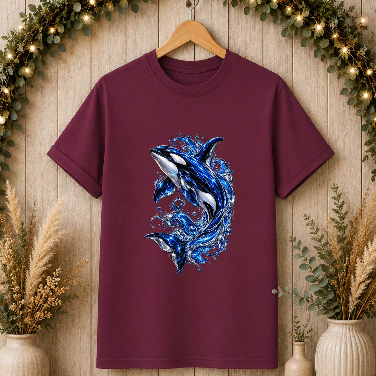 Orca Wave T-Shirt — Blue Whale Splash Graphic Tee
