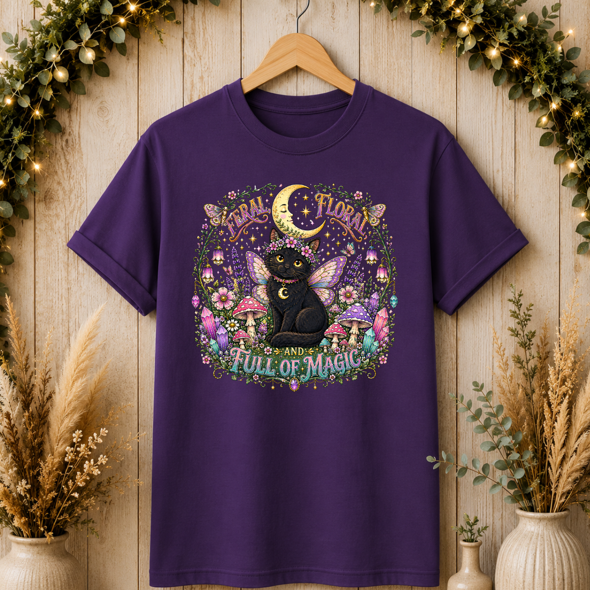 Witchy Cat Floral T-Shirt