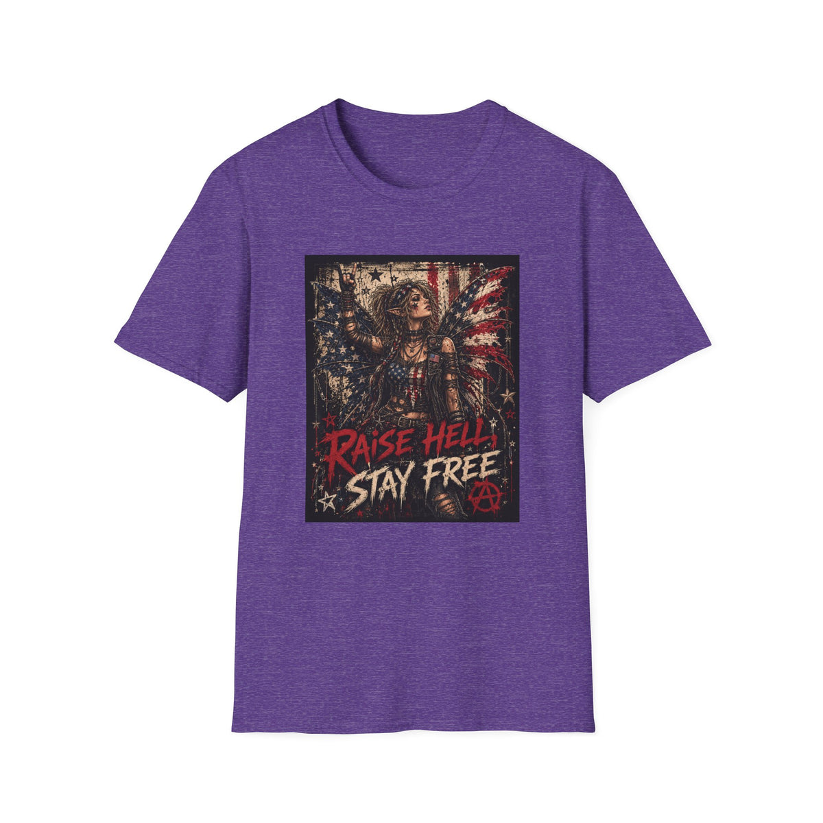 "Raise Hell Stay Free" American Flag Fairy T-Shirt