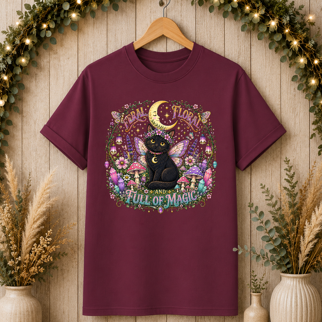 Witchy Cat Floral T-Shirt