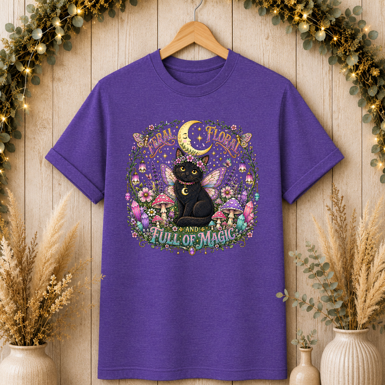 Witchy Cat Floral T-Shirt